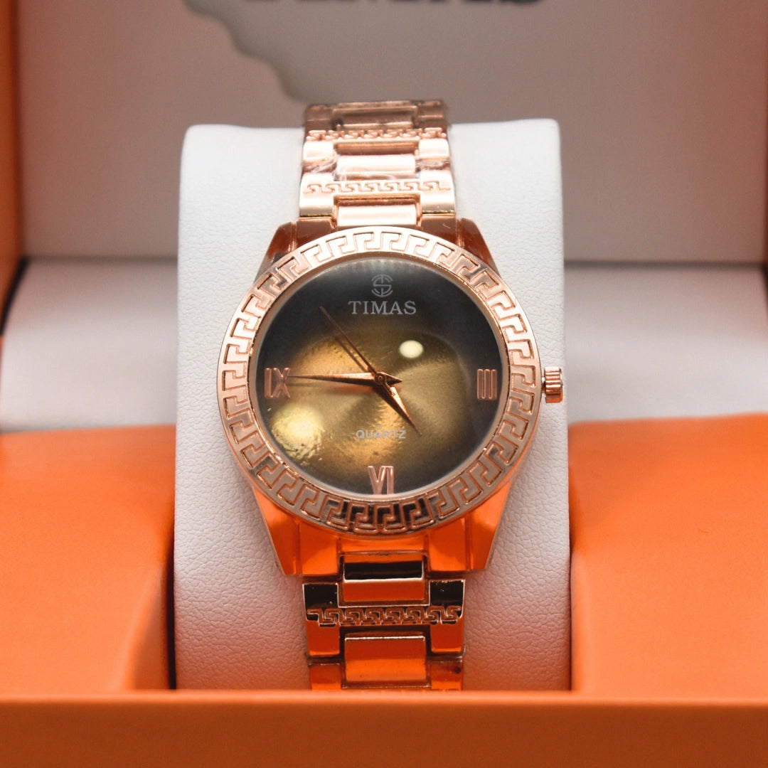 Golden Chain & Round Dial Watch