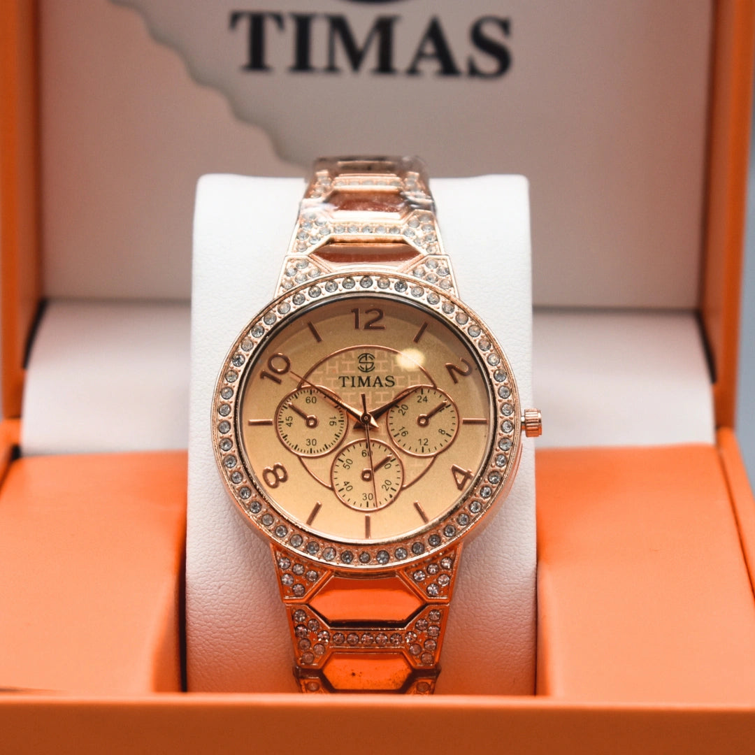 Silver Chain Diamond Round Dial Watch