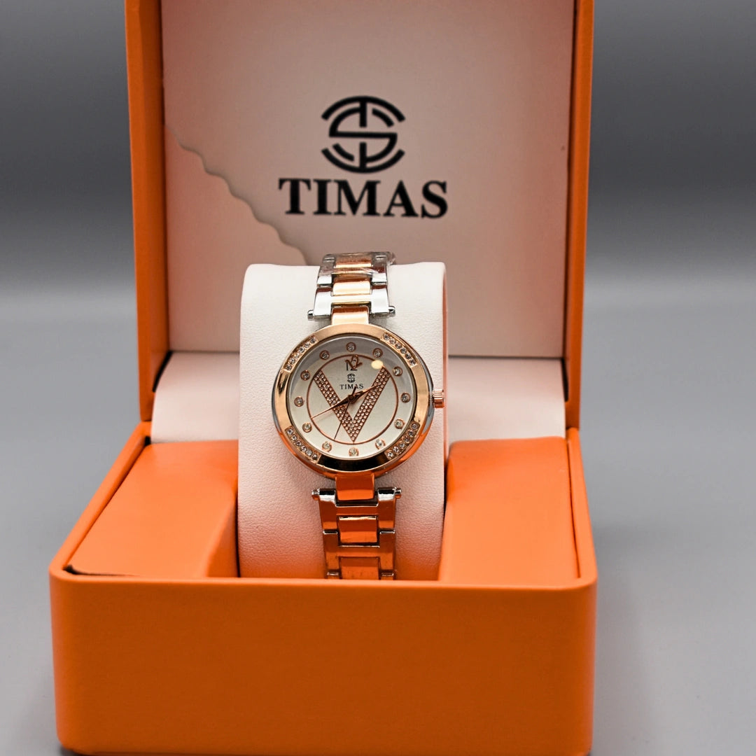 Two-Tone Chain Round Watch