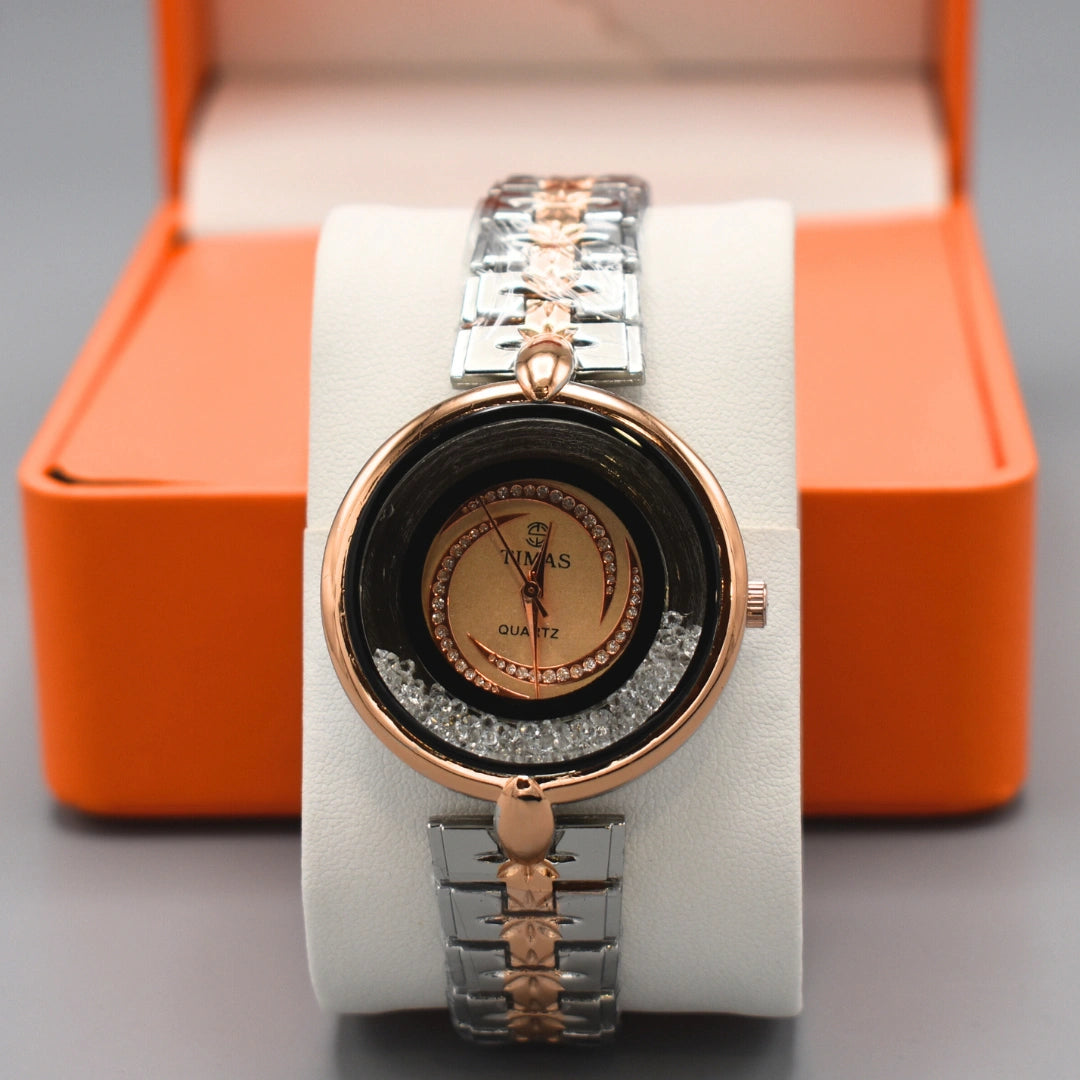 Floating Crystal Round Dial Watch