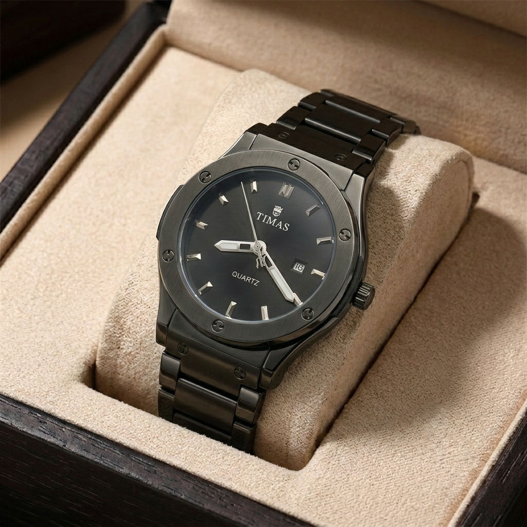 Timas Silver & Black Watch