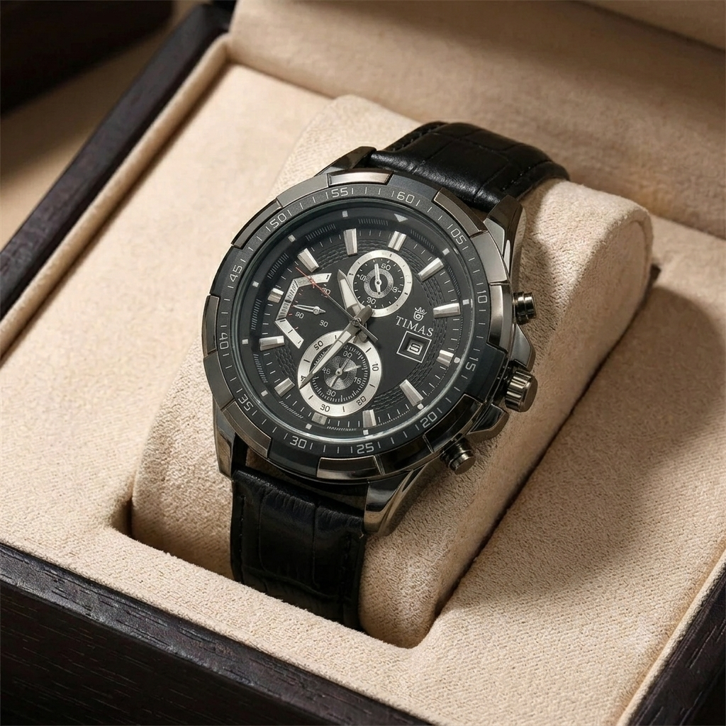 Timas Leather Strap Sports Watch