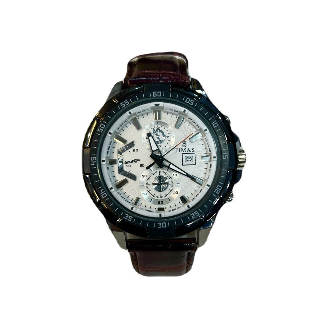 Timas Leather Strap Sports Watch