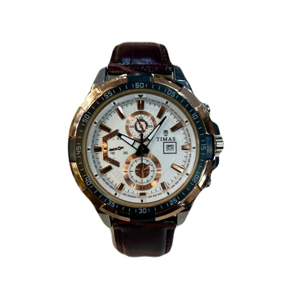 Timas Leather Strap Sports Watch
