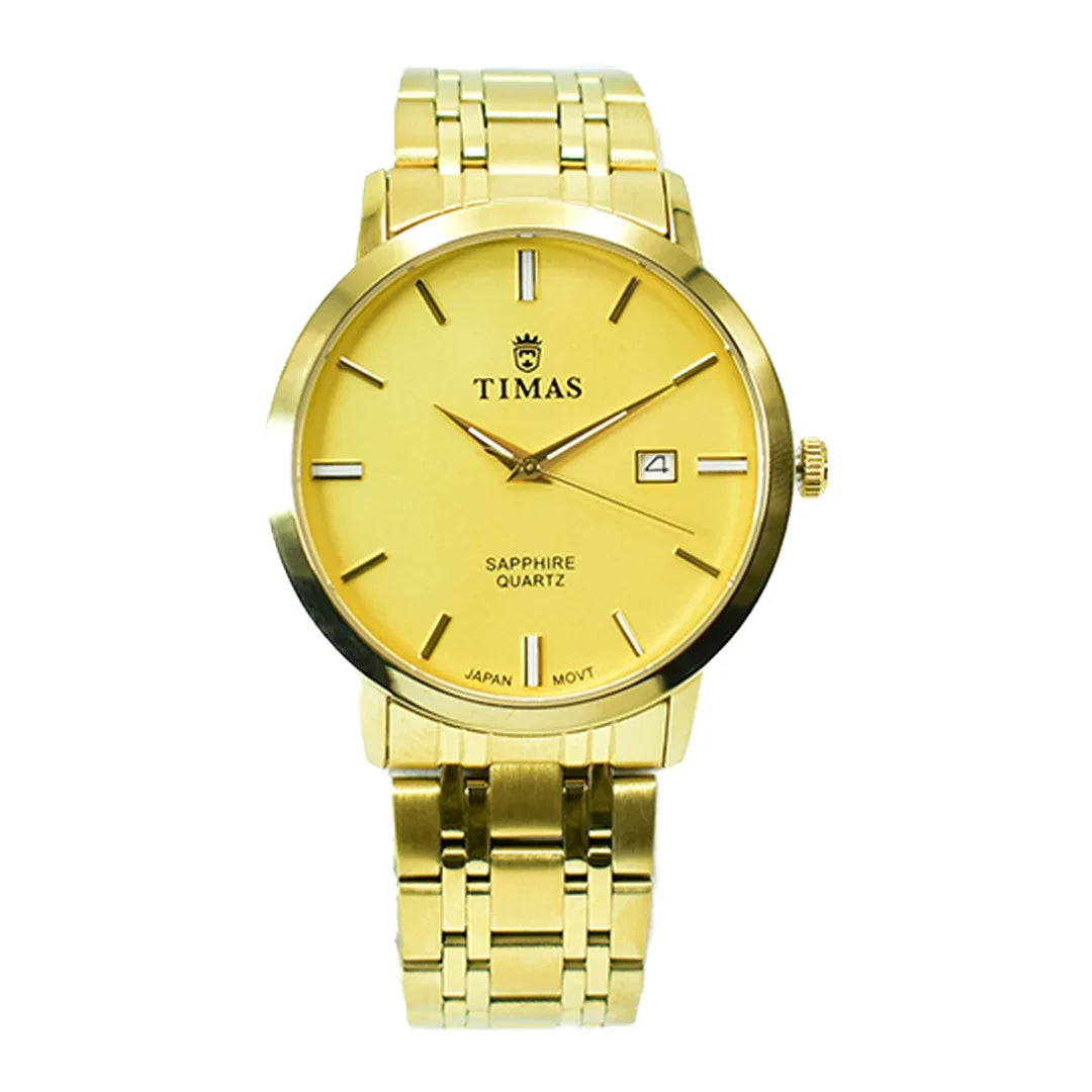 Timas Men's Classic Silver Watch with White Dial