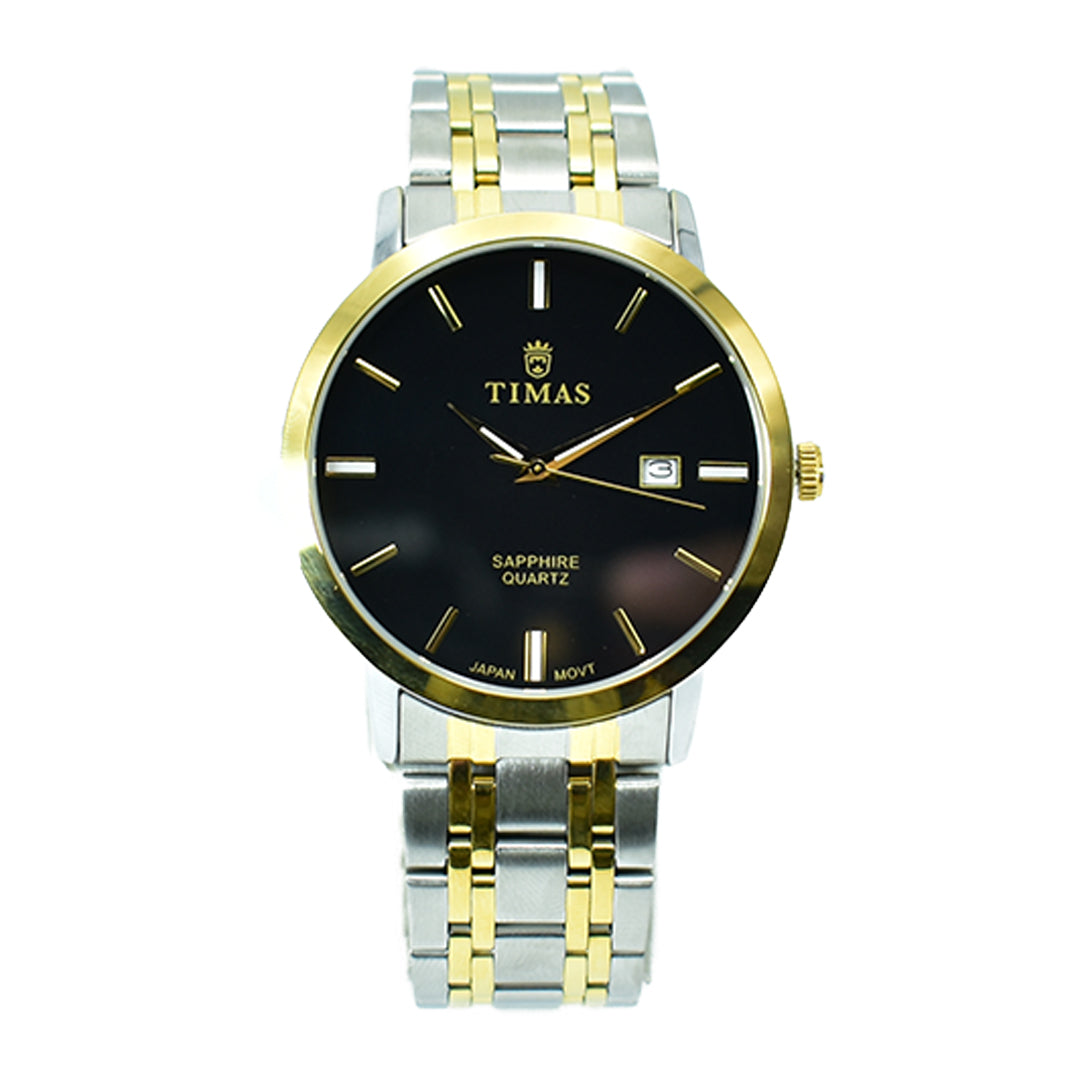 Timas Men's Classic Silver Watch with White Dial