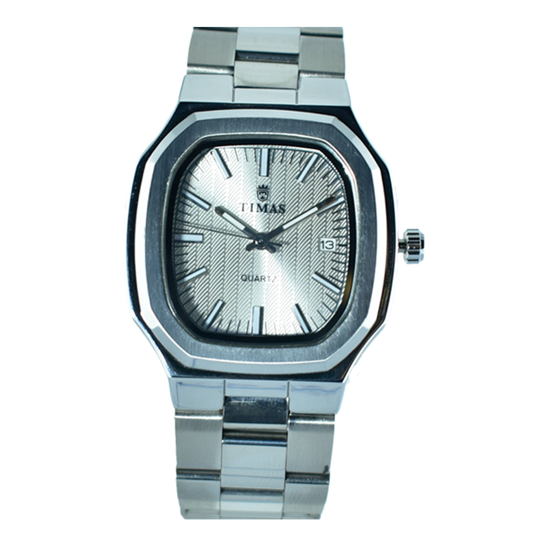 Timas Men's Watch – All-Black with Faceted Case and Textured Dial
