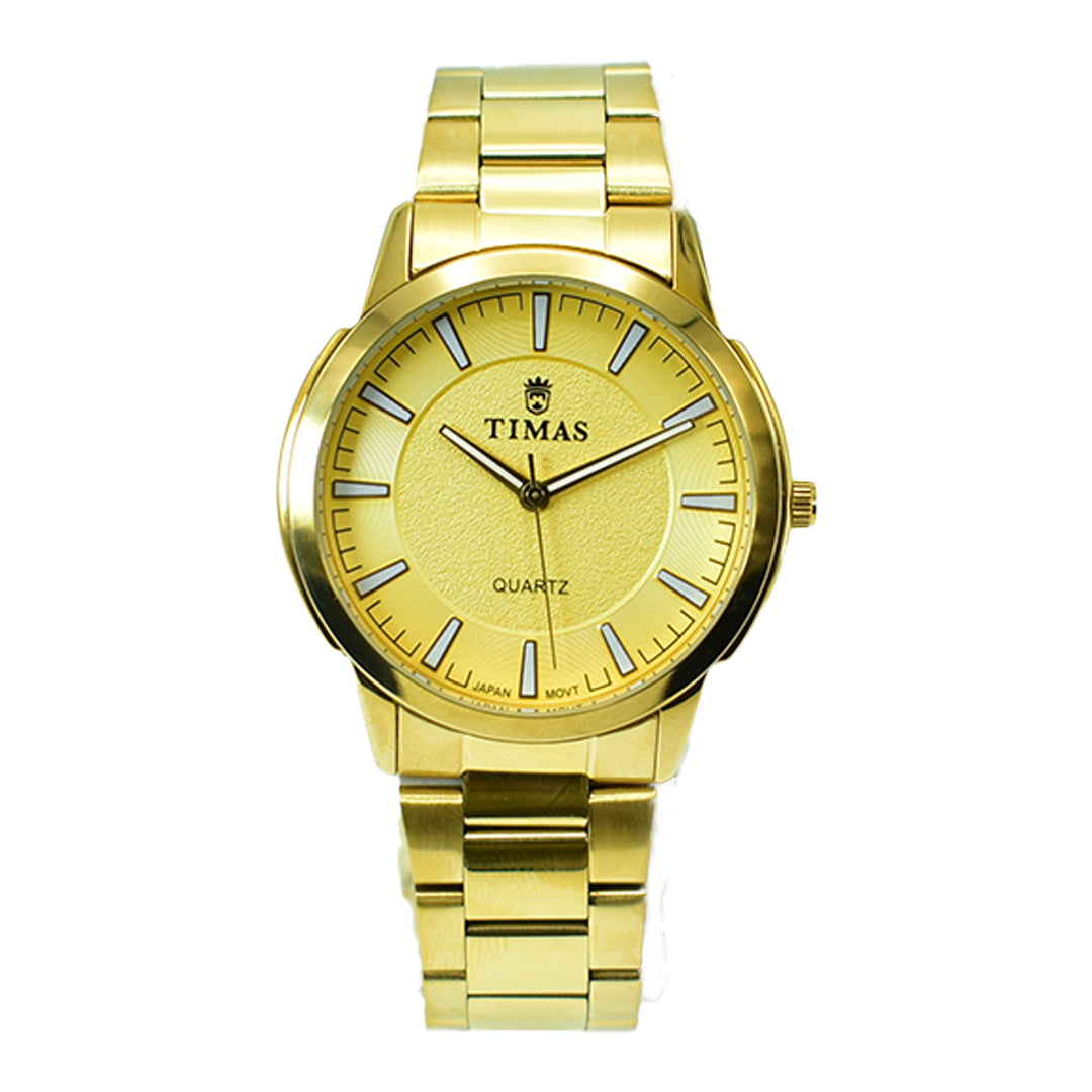 Timas Men's Watch – Silver with Black Textured Dial