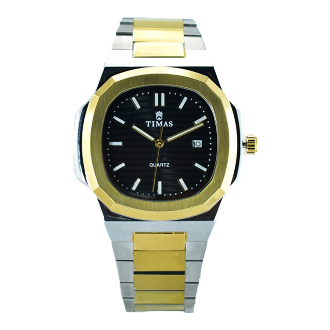 Timas Men's Watch – All-Gold with Faceted Case
