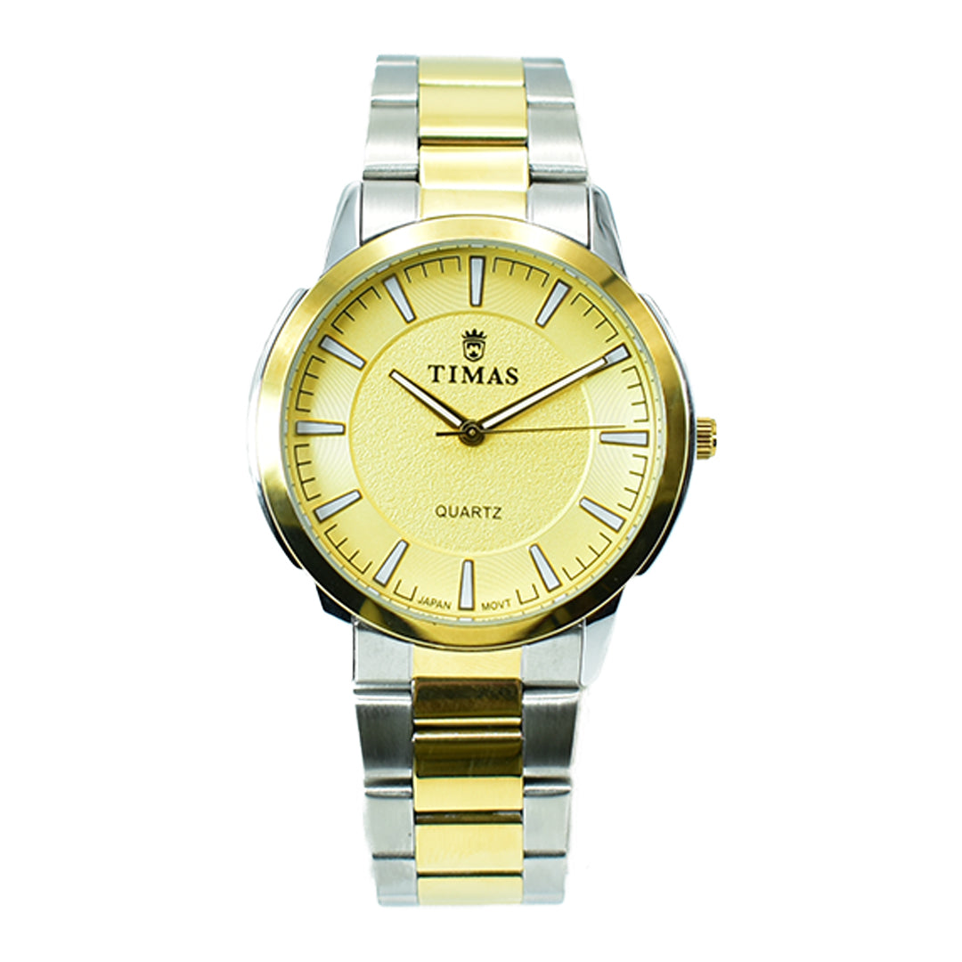 Timas Men's Watch – Silver with Black Textured Dial