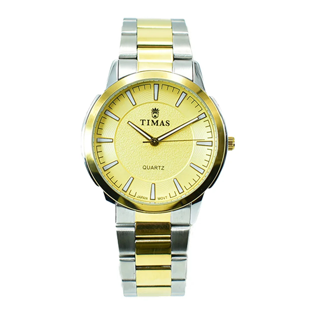 Timas Men's Watch – Silver with Black Textured Dial