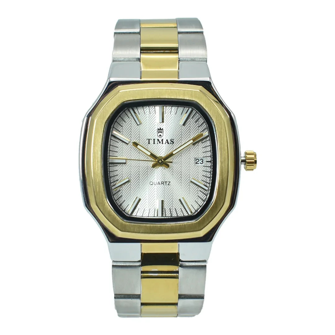 Timas Men's Watch – All-Black with Faceted Case and Textured Dial