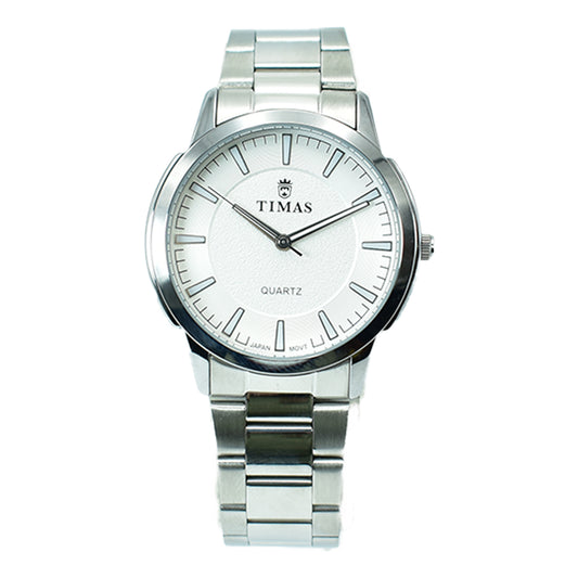 Timas Men's Watch – Silver with Black Textured Dial