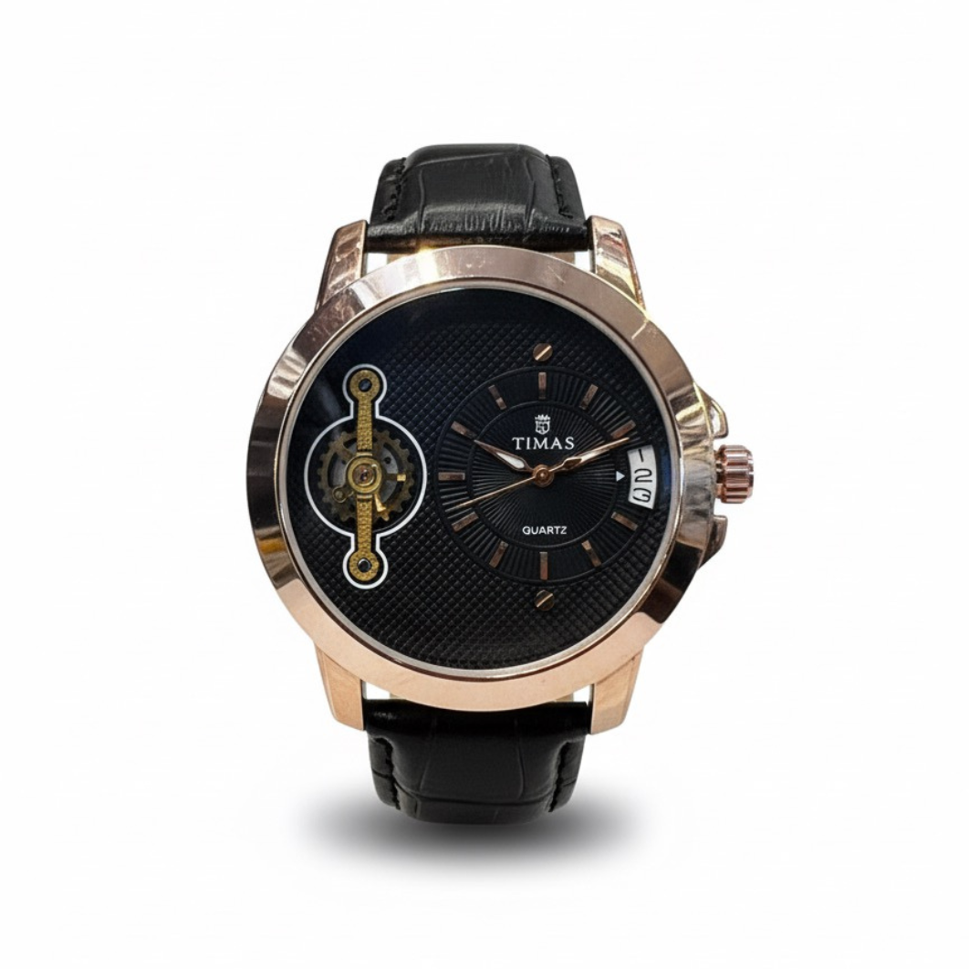 Timas Premium Quartz Watch – Classic Leather Elegance with All Working Dials