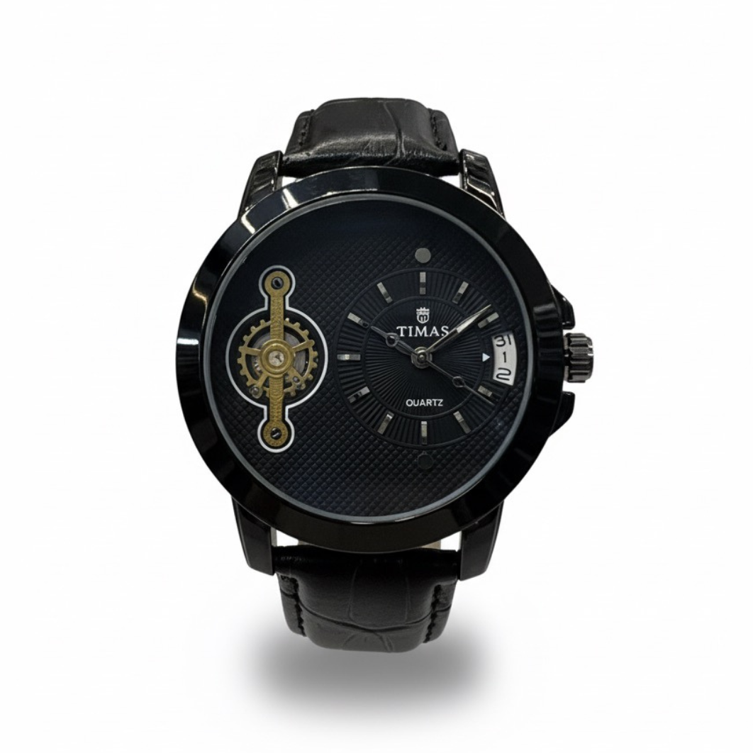 Timas Premium Quartz Watch – Classic Leather Elegance with All Working Dials