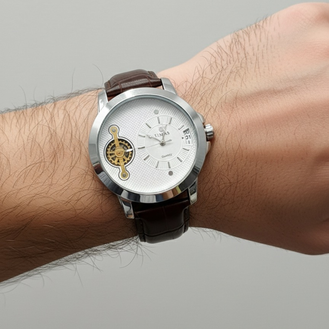 Timas Premium Quartz Watch – Classic Leather Elegance with All Working Dials