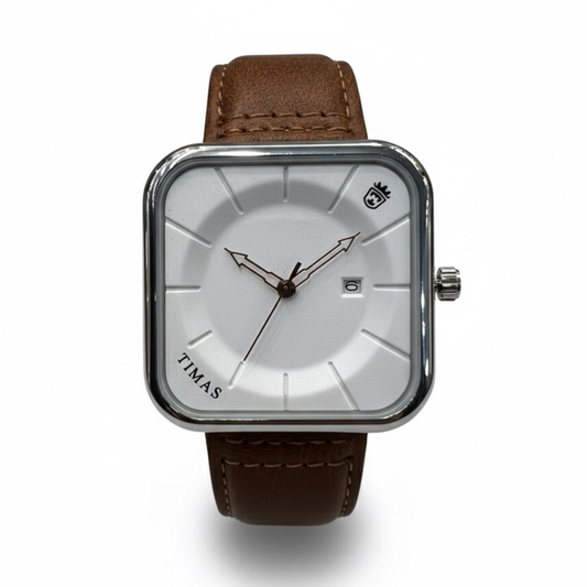 Timas Classic Square Quartz Watch – Modern Elegance with Leather Strap