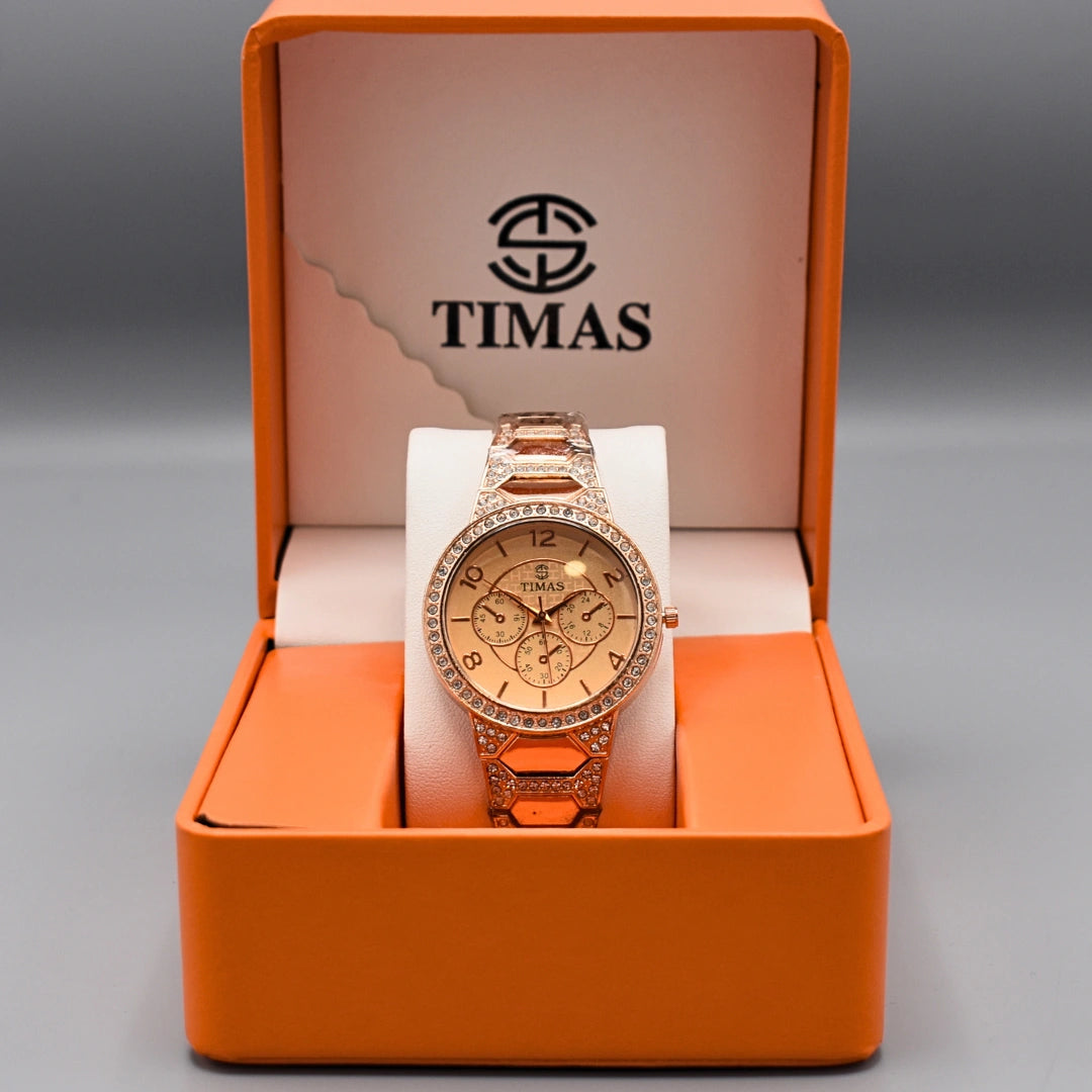 Silver Chain Diamond Round Dial Watch