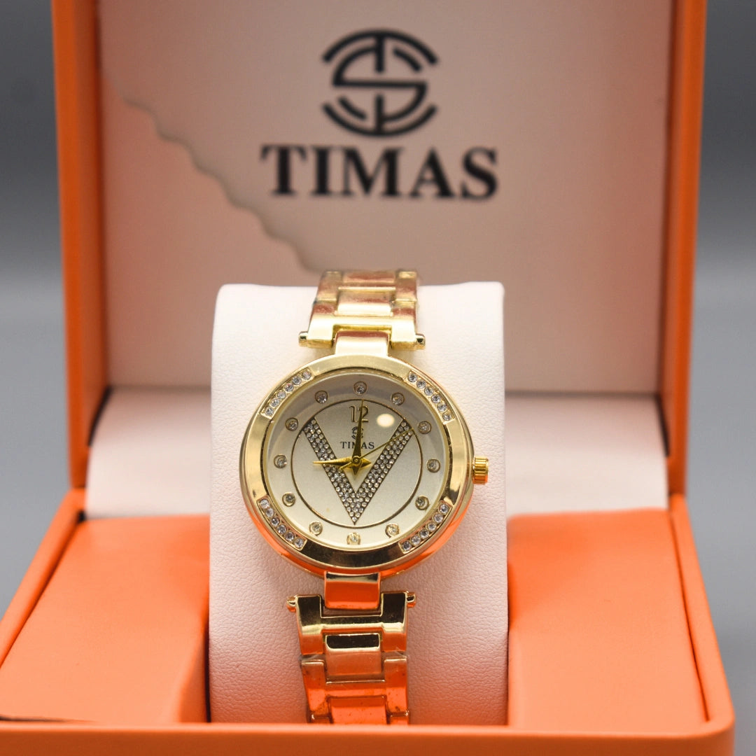 Gold Chain Round Dial Watch