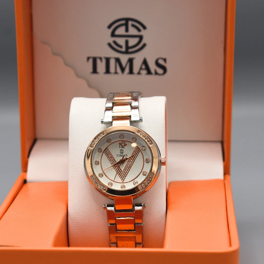 Two-Tone Chain Round Watch