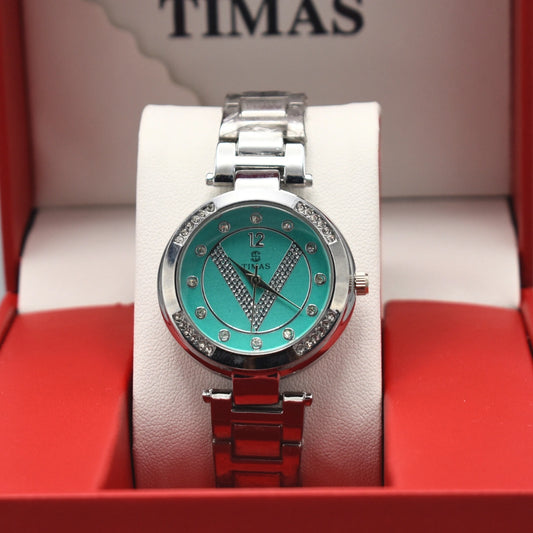 Silver Turquoise Round Dial Watch
