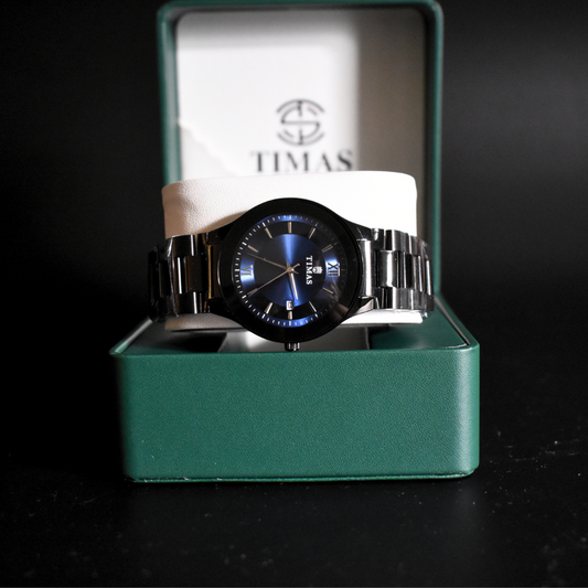 Black Chain and Midnight Blue Dial Watch