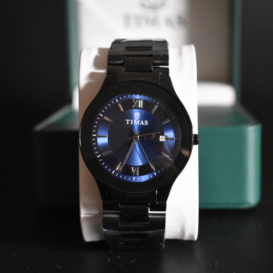 Black Chain and Midnight Blue Dial Watch