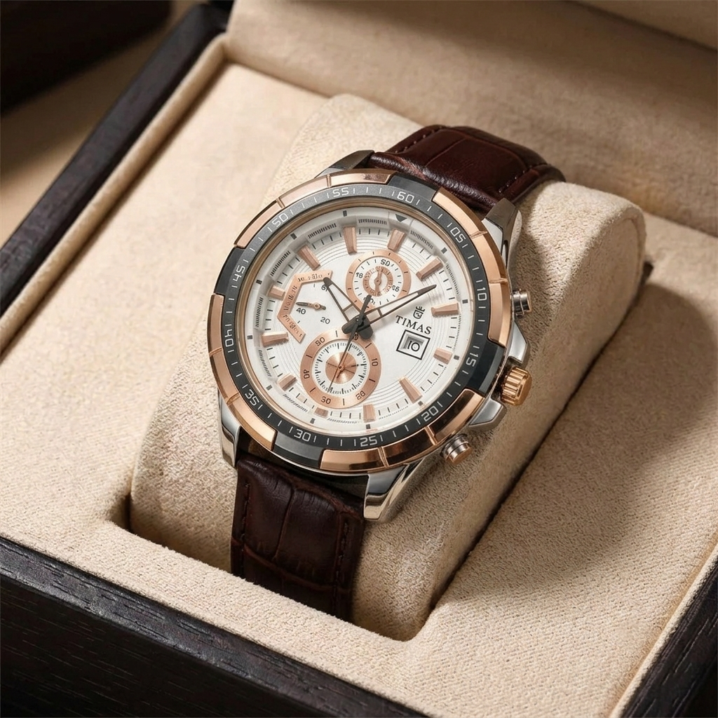 Timas Leather Strap Sports Watch