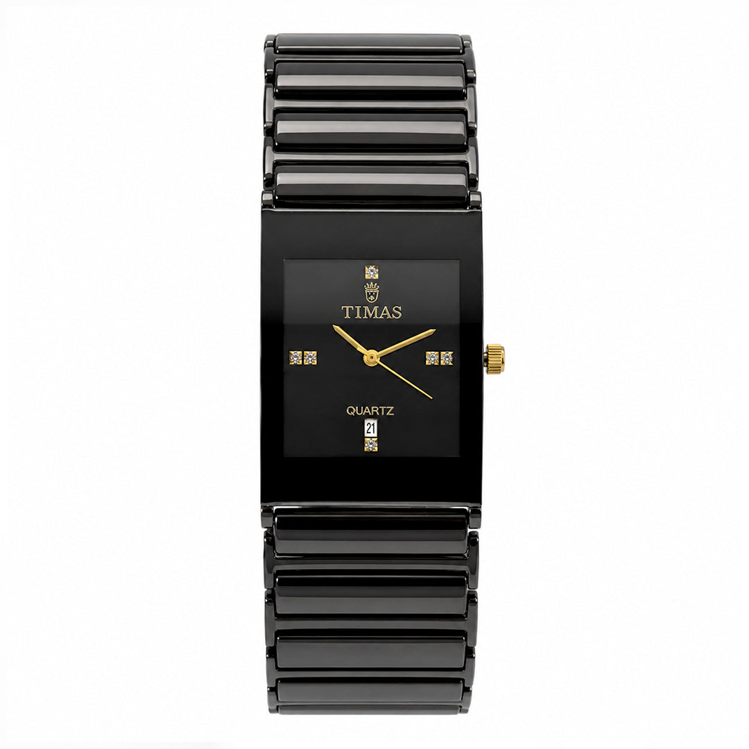 TIMAS Rectangular Executive Edition | Multi-Tone Ceramic & Steel Style Quartz Watch