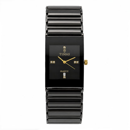 TIMAS Rectangular Executive Edition | Multi-Tone Ceramic & Steel Style Quartz Watch