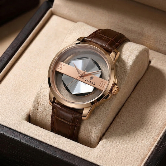 Timas Transparent Dial Watch | Leather Strap