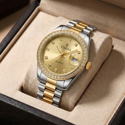 Timas Men's Watch – Two-Tone with Gold Dial