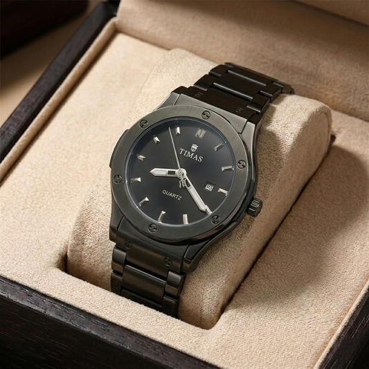 Timas Silver & Black Watch