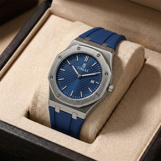 Timas Royal Blue Octagon Watch