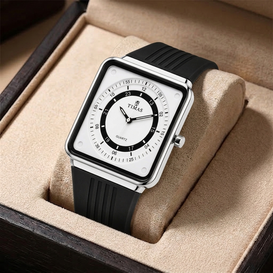 Timas Geometric Series|Minimalist Square Architecture with Track Dial Layout