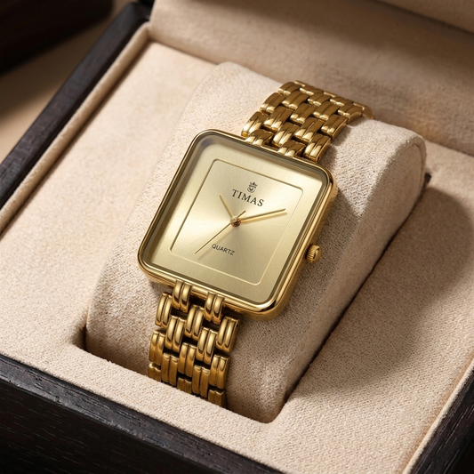 Timas Luxury Square Dial Quartz Wrist Watch for Men