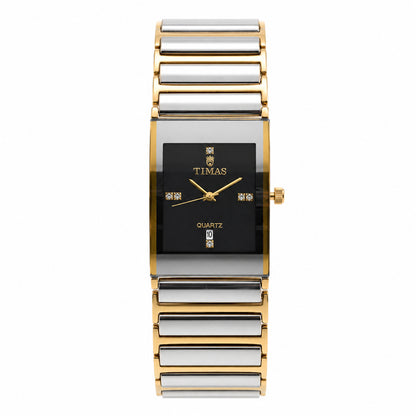 TIMAS Rectangular Executive Edition | Multi-Tone Ceramic & Steel Style Quartz Watch