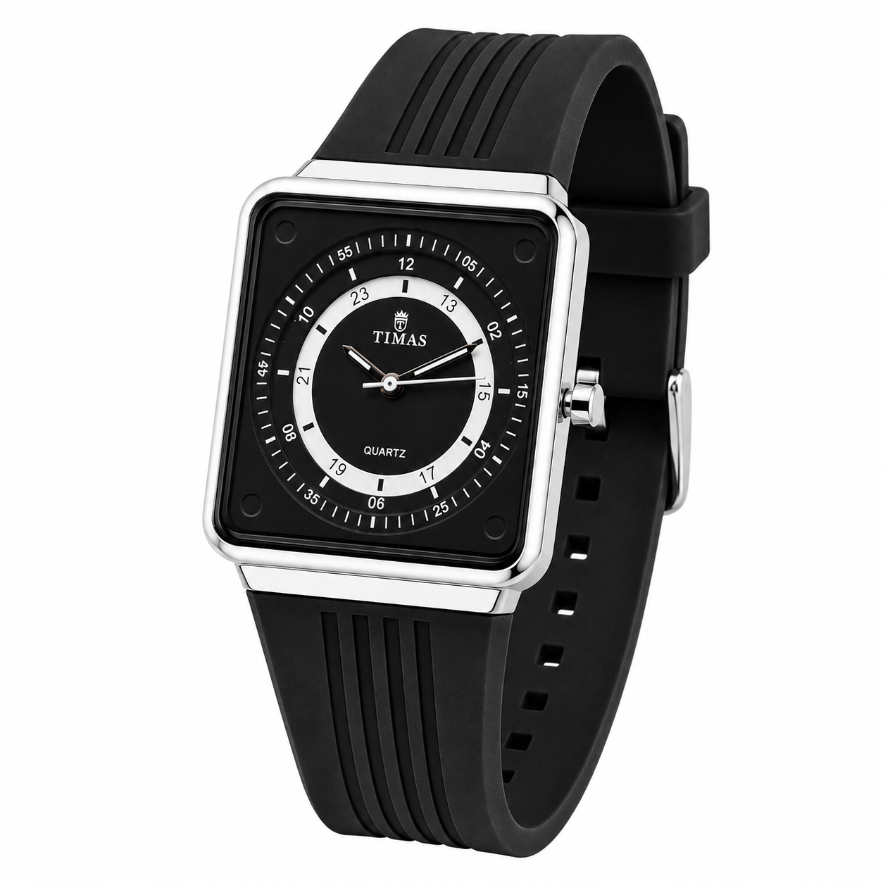 Timas Geometric Series|Minimalist Square Architecture with Track Dial Layout