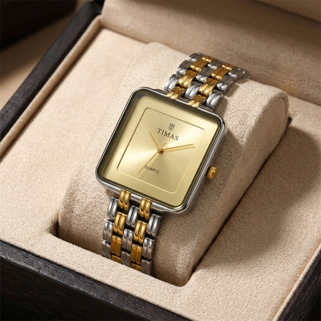 Timas Luxury Square Dial Quartz Wrist Watch for Men