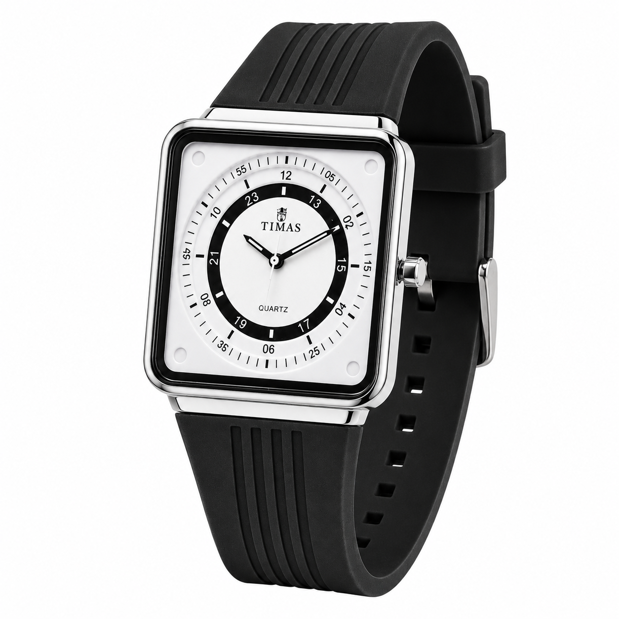 Timas Geometric Series|Minimalist Square Architecture with Track Dial Layout