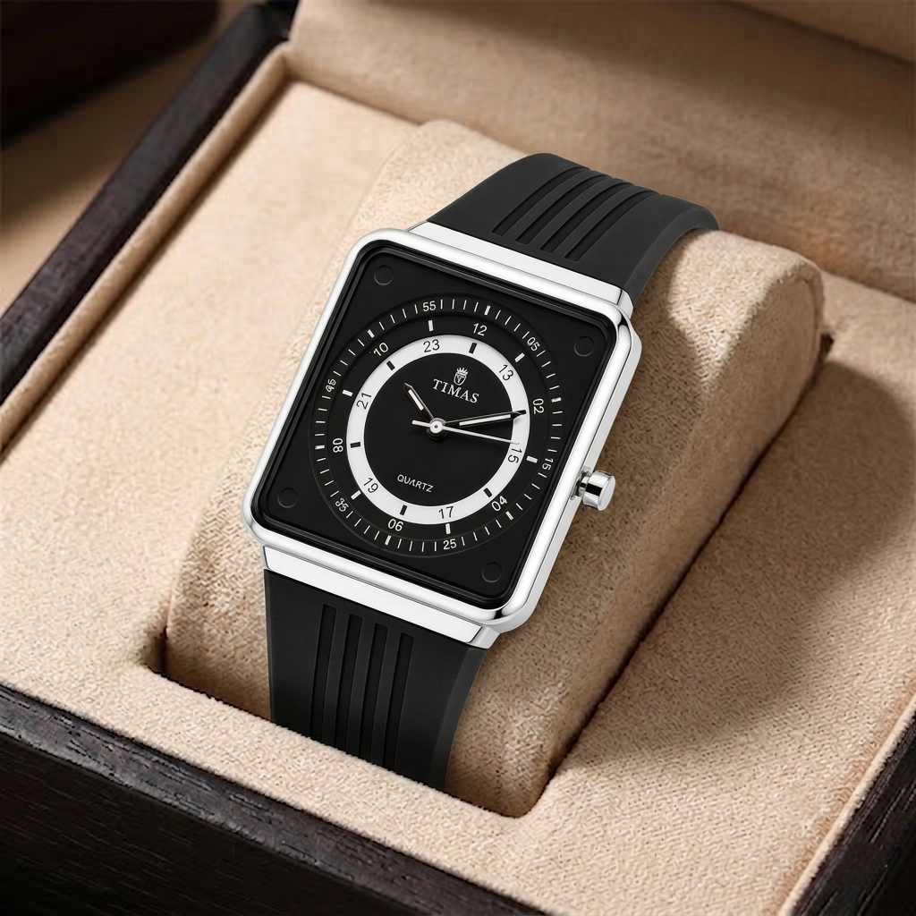 Timas Geometric Series|Minimalist Square Architecture with Track Dial Layout