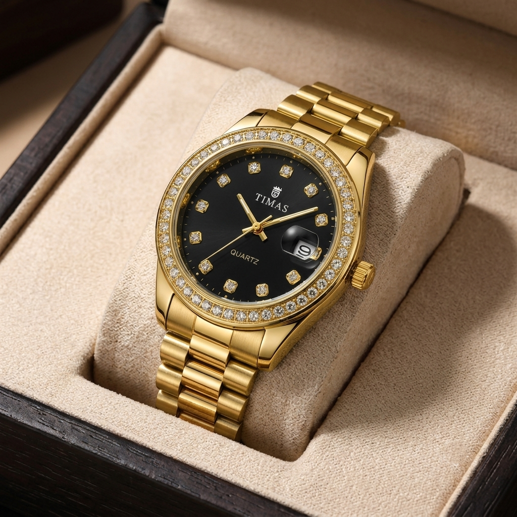 Timas Men's Watch – Two-Tone with Gold Dial