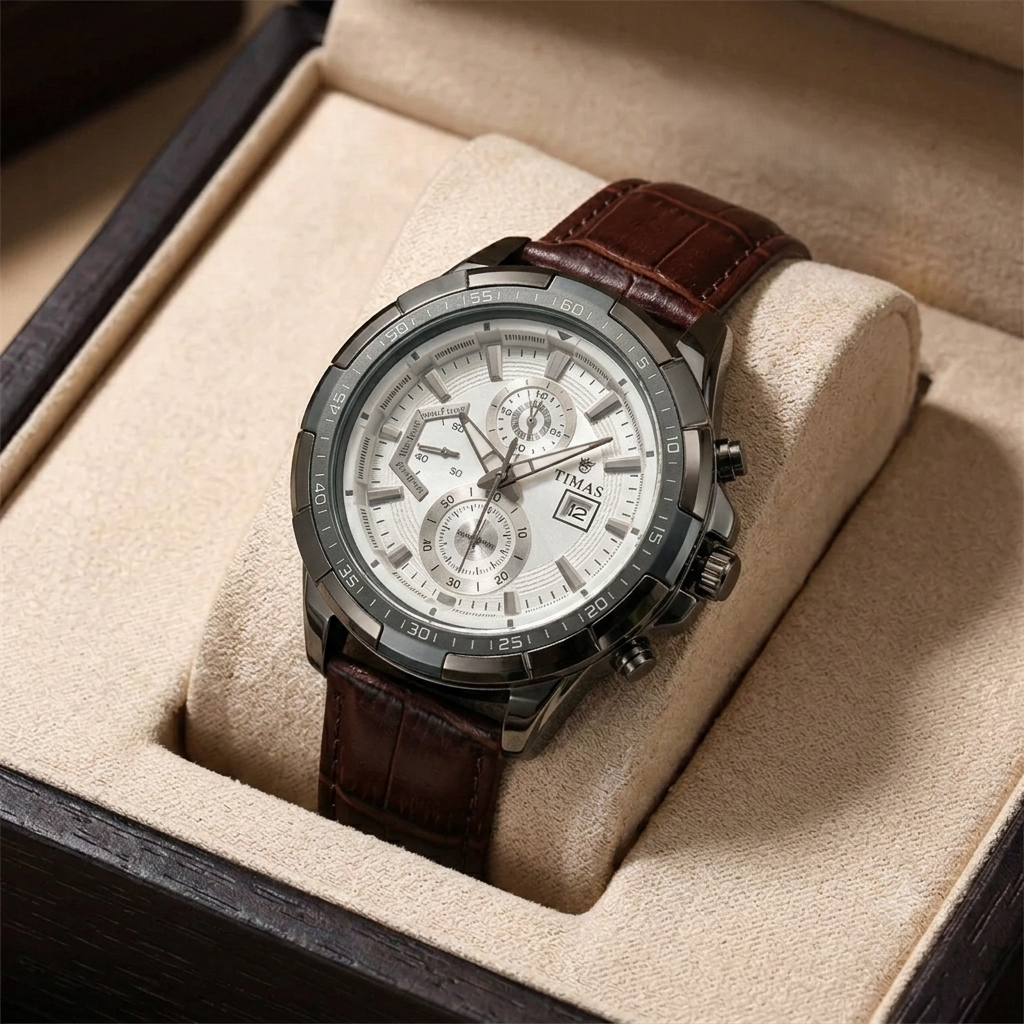 Timas Leather Strap Sports Watch