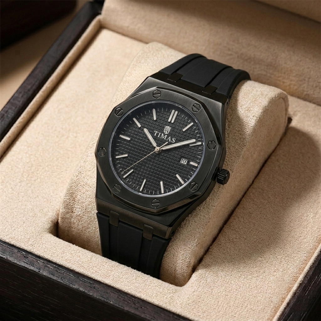 Timas Royal Blue Octagon Watch