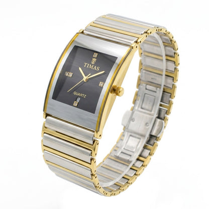 TIMAS Rectangular Executive Edition | Multi-Tone Ceramic & Steel Style Quartz Watch