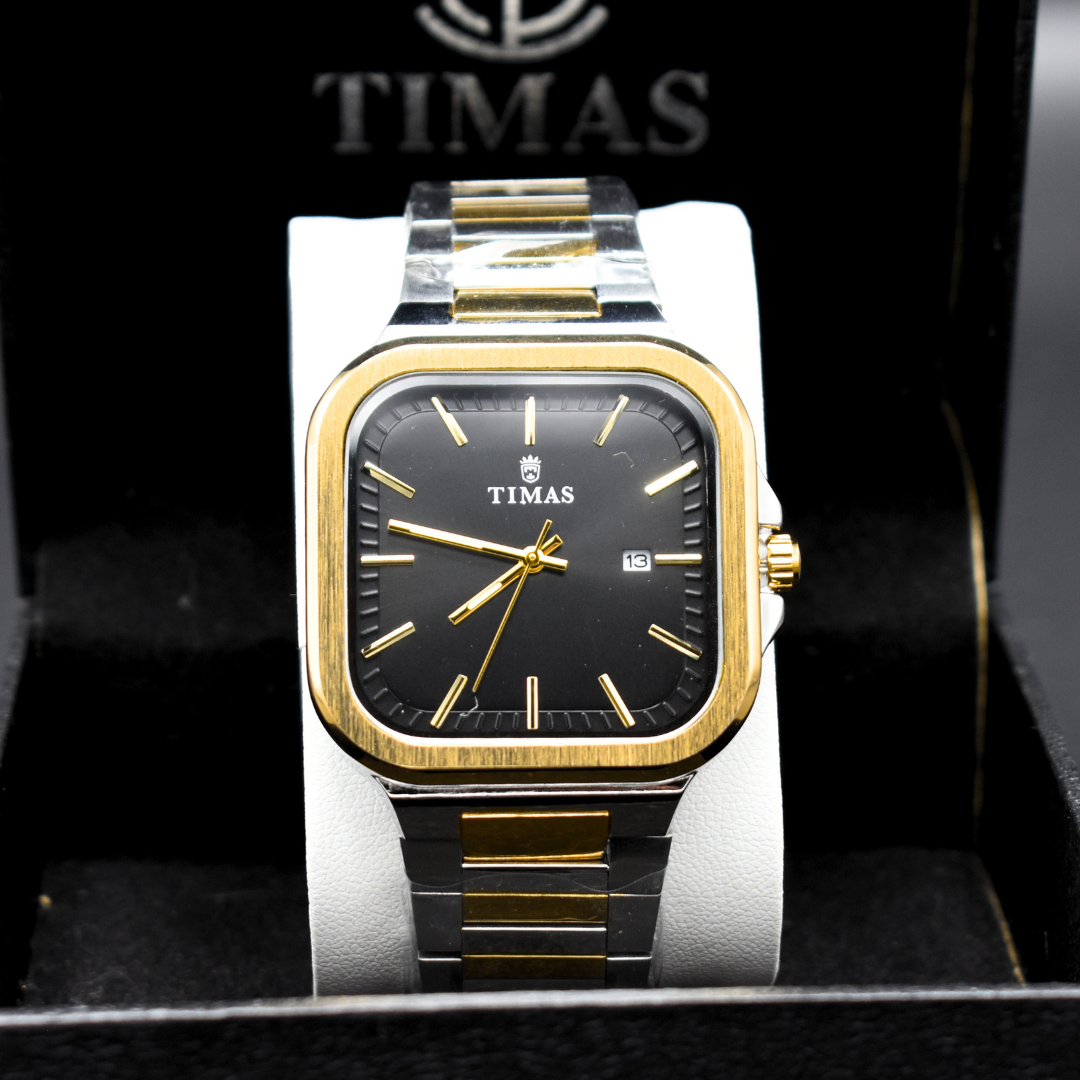 Square Black & Gold Watch