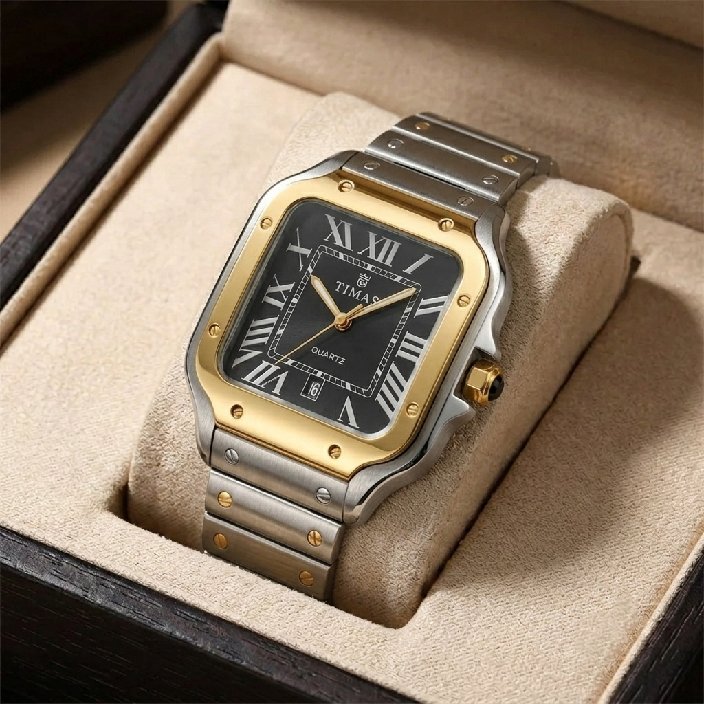 Timas Elegant Quartz Watch with Premium Steel Chain