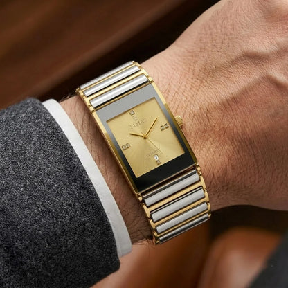 TIMAS Rectangular Executive Edition | Multi-Tone Ceramic & Steel Style Quartz Watch