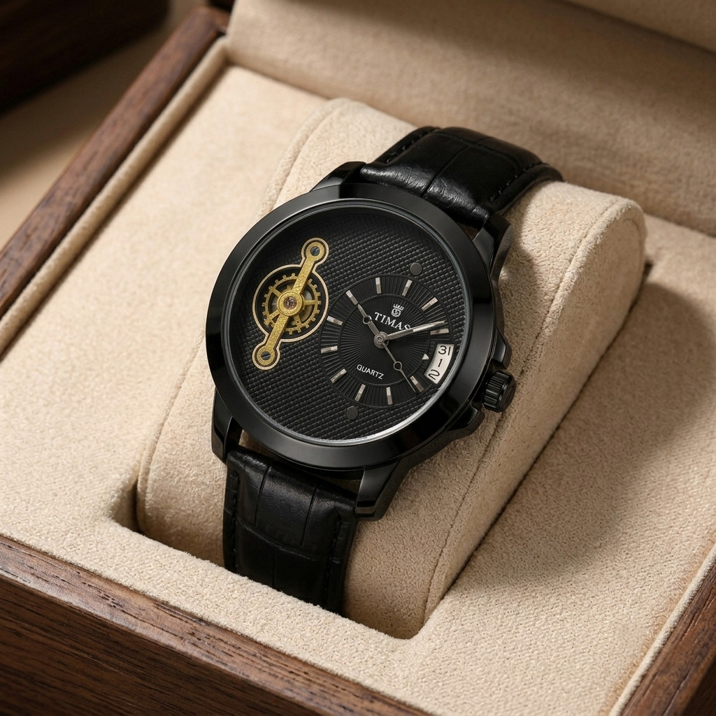 Timas Premium Quartz Watch – Classic Leather Elegance with All Working Dials