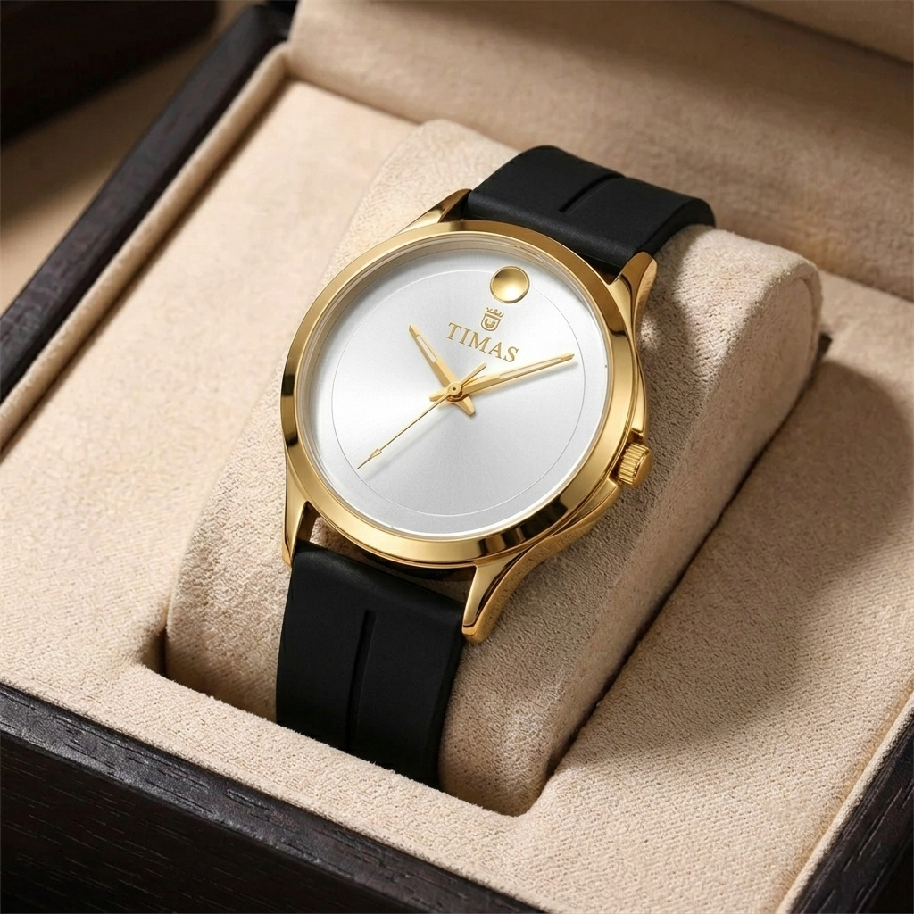 Timas Classic Men's Watch with Silicone Strap